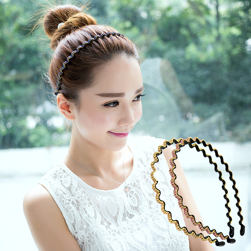 Korean Style Iron Rhinestone Headband Simple Adult Hair Pressing Card Face Washing Headband Bangs Hairpin Headdress Hair Band Hair Accessories