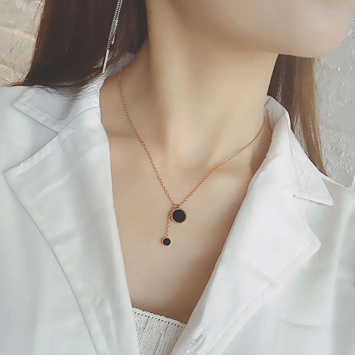 Non-Fading Non-Allergic Korean Style Fashionable 18K Rose Gold Titanium Steel Clover Necklace Women's Short Clavicle Chain Student