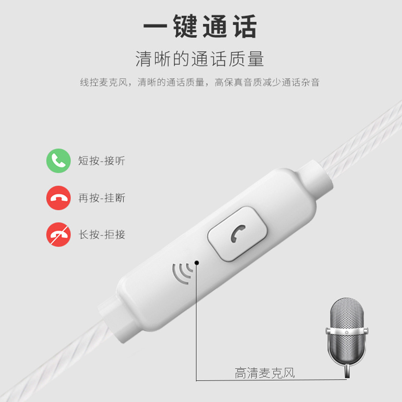 Buy One Get One Free Suitable for Oppovivo Huawei Hand Android Phone Stereo Wired Earphone Karaoke in-Ear