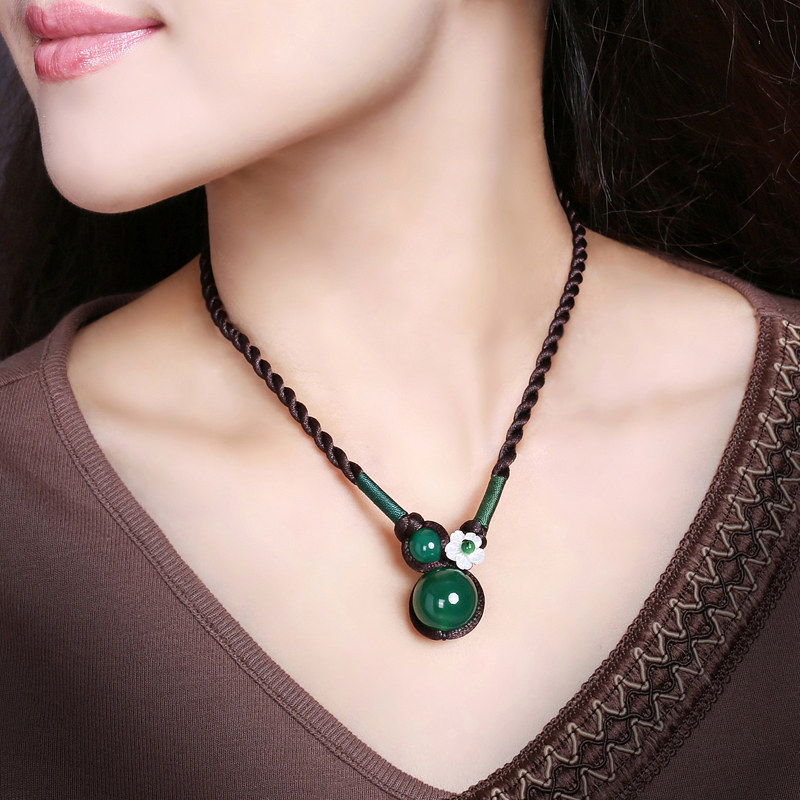 Necklace Short Clavicle Chain Female Temperament Wild Necklace Vintage Agate Neck Accessories Ethnic Style Accessories Decoration
