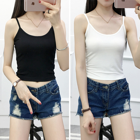 camisole women‘s white bottoming shirt short vest camisole cotton slim fit sexy inner wear bottoming shirt women‘s