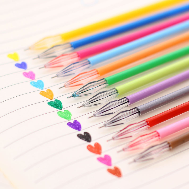 12 colors gel pen refills diamond head color refill office writing stationery primary school children school supplies