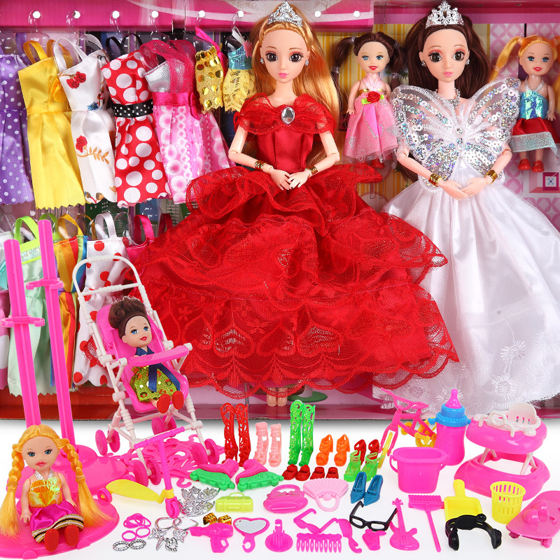 foreign girls changing doll big collection gift box princess girl children toy clothes birthday gift house villa