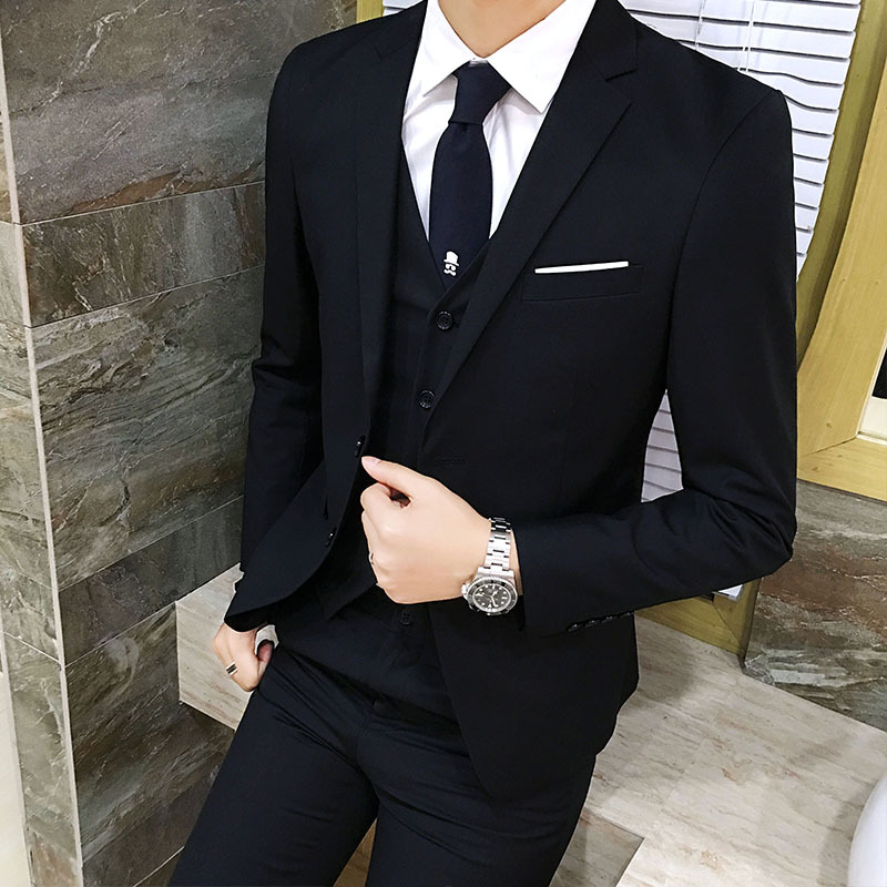 suit suit men‘s three-piece formal suit small suit vest slim best man bridegroom wedding dress top coat