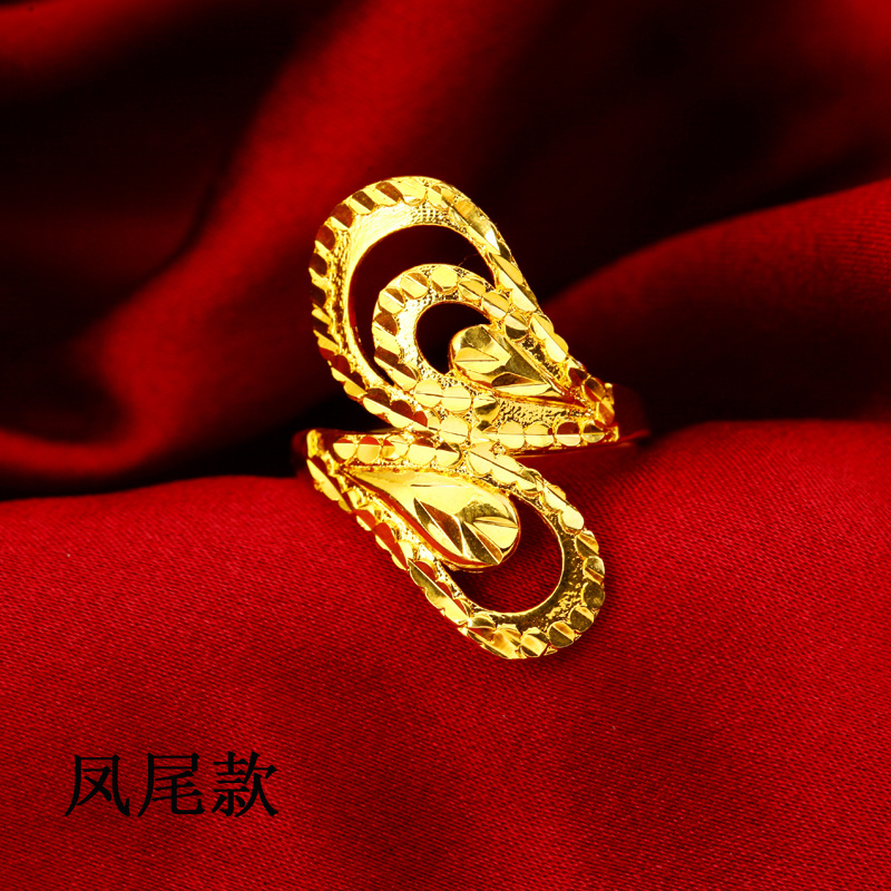 Classic Alluvial Gold Ring Female Alluvial Gold Ring Female Large Flower Adjustable Mouth Ring Fashion Colorfast Ring