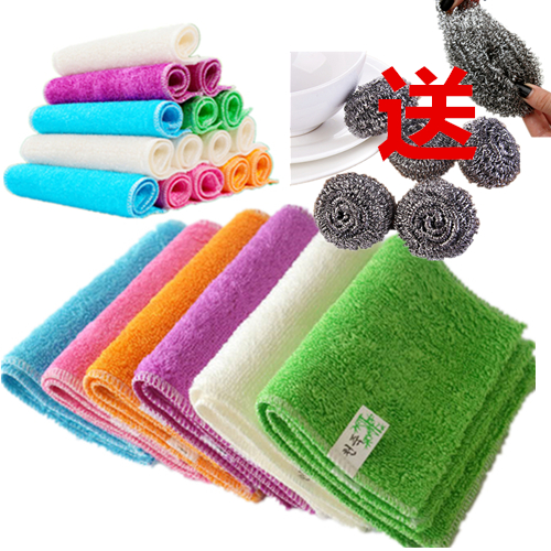 [dishcloth/8 pack] bamboo fiber dish towel get cleaning ball thickened oil-free rag bamboo charcoal dishcloth