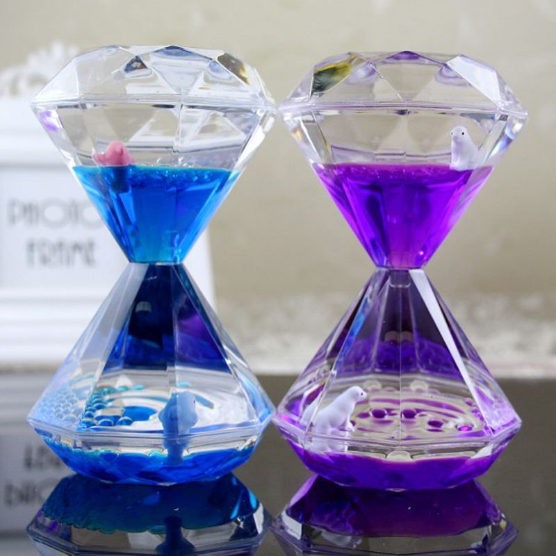 diamond liquid hourglass decoration cartoon cute oil drop oil leakage time timer for girls valentine‘s day gift