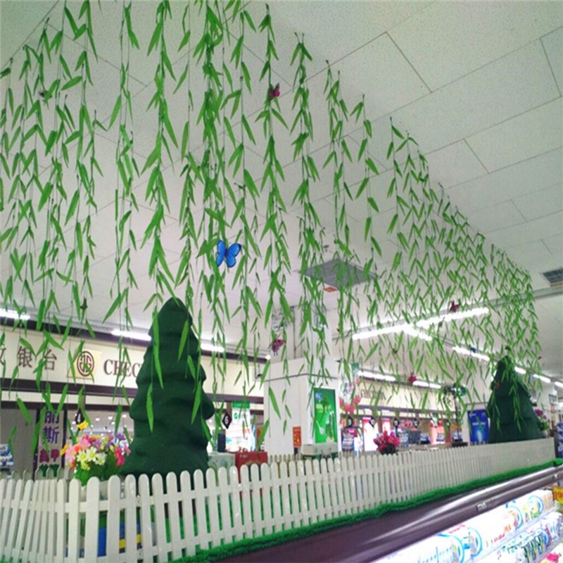 [Place an Order for Free Butterfly] Simulation Willow Wicker Decoration Restaurant Grape Leaves Fake Willow Leaf Fake Leaves Rattan Vine