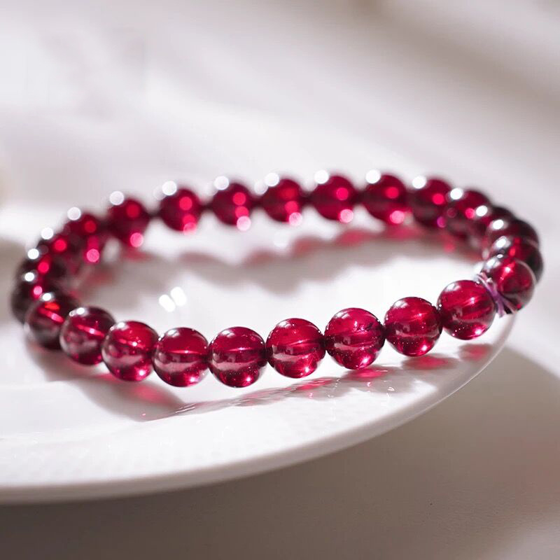 [women‘s stone] pure body natural claret garnet bracelet women‘s single circle crystal bracelet girlfriend gifts