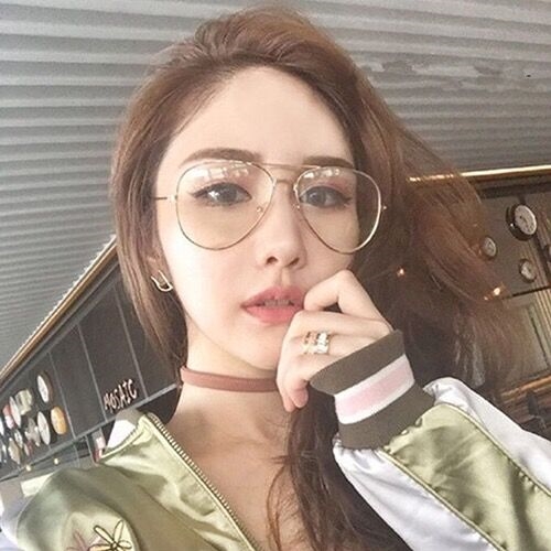 Transparent Aviator Sunglasses Plain Glasses Men and Women round Frame Decoration Glasses Radiation Protection Vintage Myopia Eyes Student Large Frame